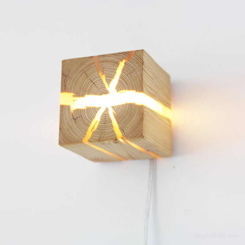 Grainlume Wall Light | Hand Carved Solid Wood And Resin Design With Plug or Table Lamp Option