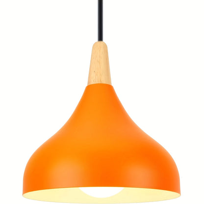 Modern Teardrop Pendant Light | Metal and Wood Hanging Ceiling Lamp In Nine Bold Shade Colourways