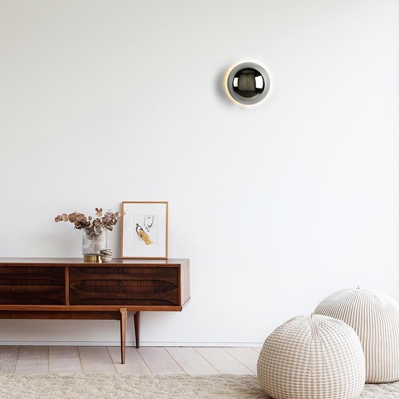 Bauhaus Eclipse Wall Lamp | Modern Art Light In Two Diameters and Three Polished Metal Finishes
