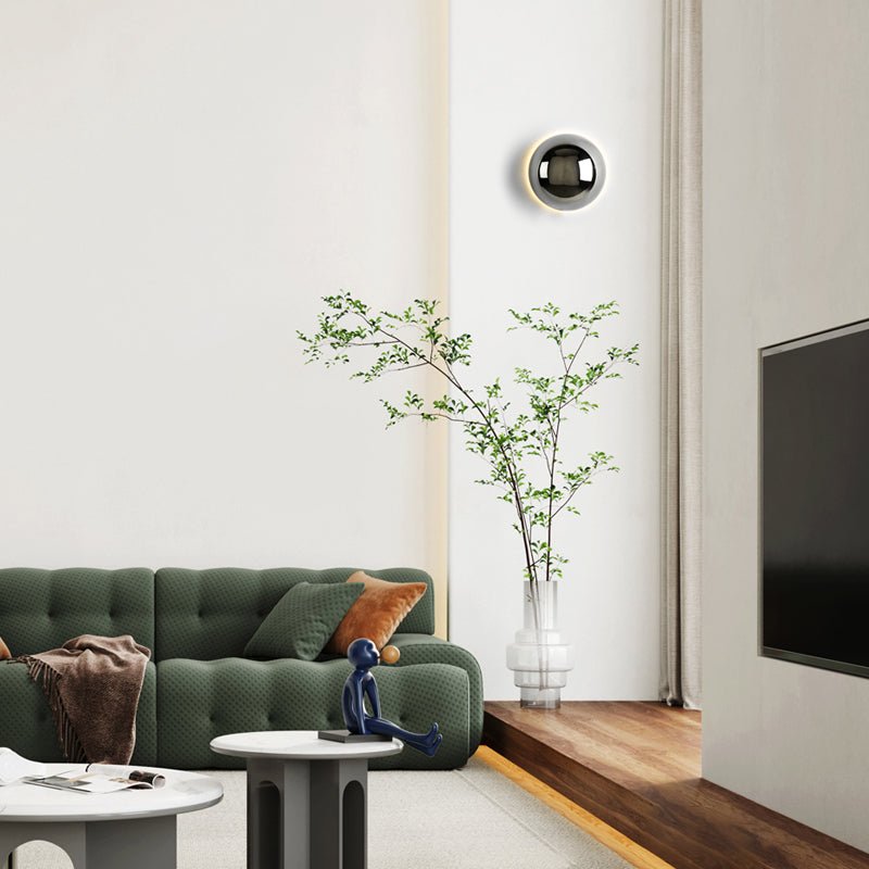Bauhaus Eclipse Wall Lamp | Modern Art Light In Two Diameters and Three Polished Metal Finishes
