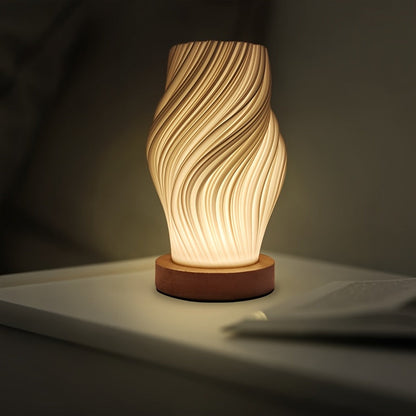 Modern LED Swirl Table Lamp | Minimalist Dimmable Sculptural Bedside And Desk Light For Offices