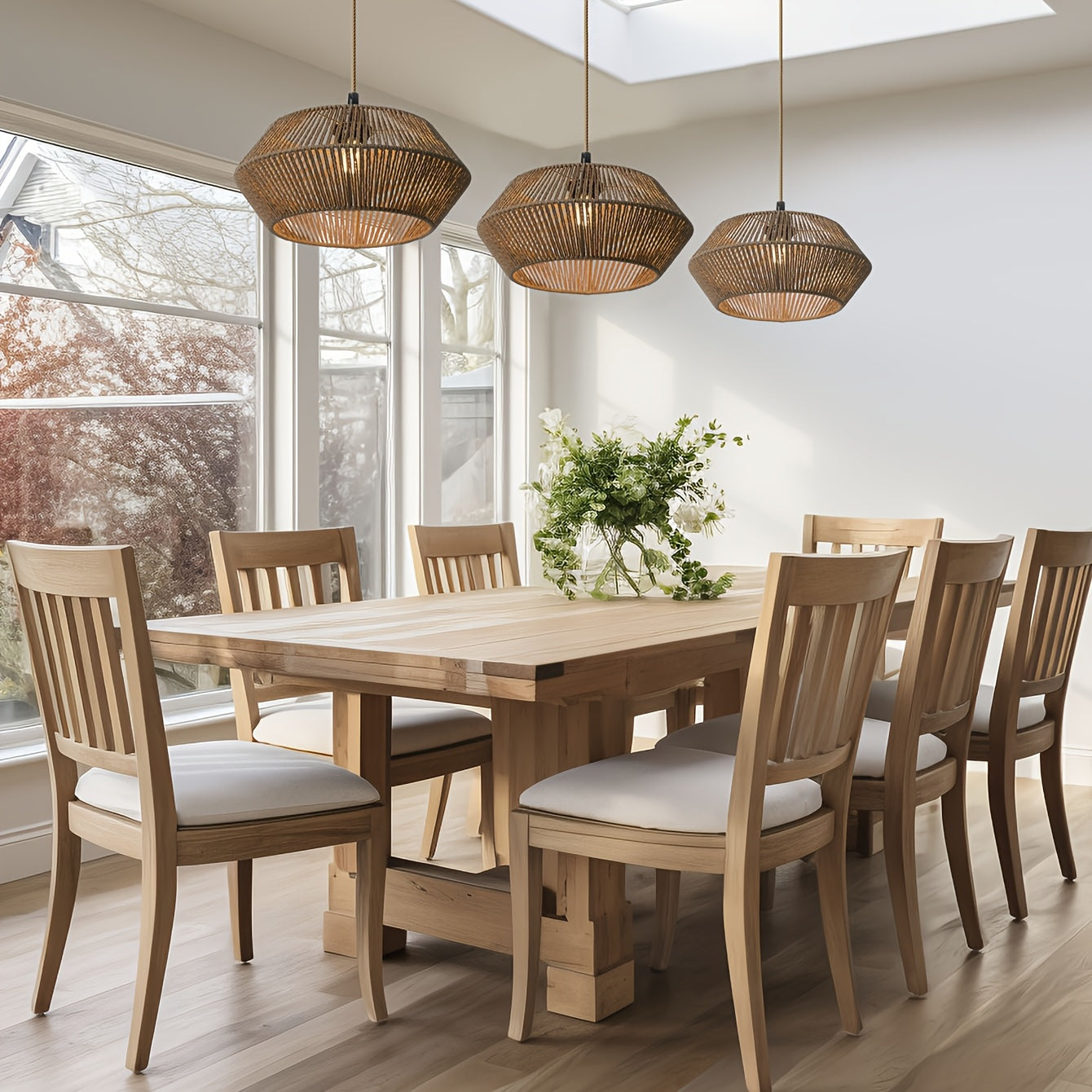 Handwoven Paper Rope Pendant Shade | Modern Natural Geometric Woven Shade, 32 Centimetres Wide