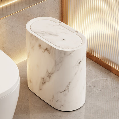 Marble Pattern Trash Can | Modern Bathroom and Kitchen Bin With Lid For Small Spaces and Desks