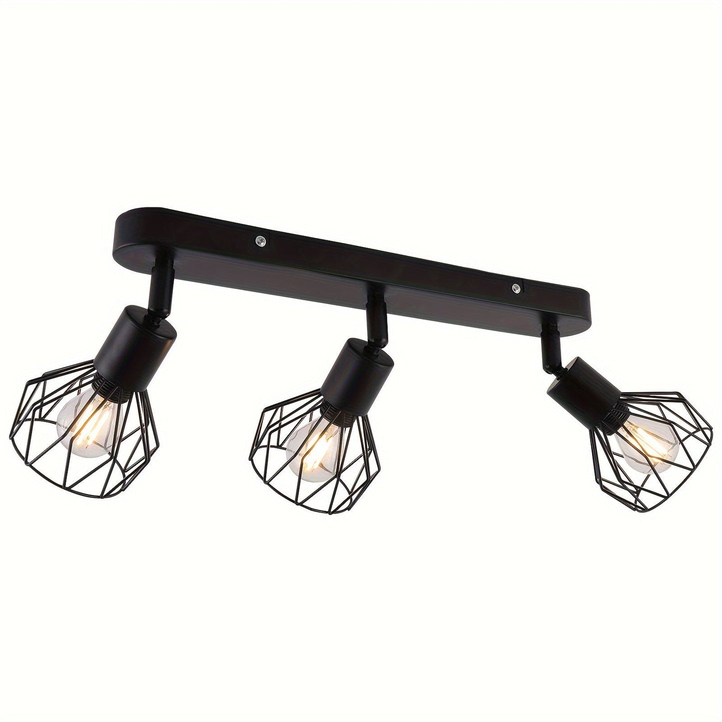 Vintage 3 Light Ceiling Spotlight | Industrial Black Metal Fixture For Kitchens and Hallways