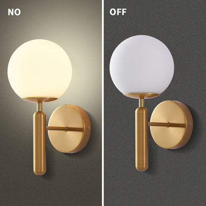 Modern Glass Wall Sconce | Elegant Polished Metal Bedroom Light In A Black or Gold Metal Finish