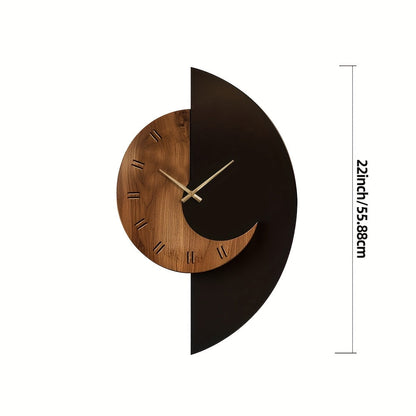 Modern Half Moon Wooden Wall Clock | Silent Battery Operated Timber Clock In Three Face Sizes