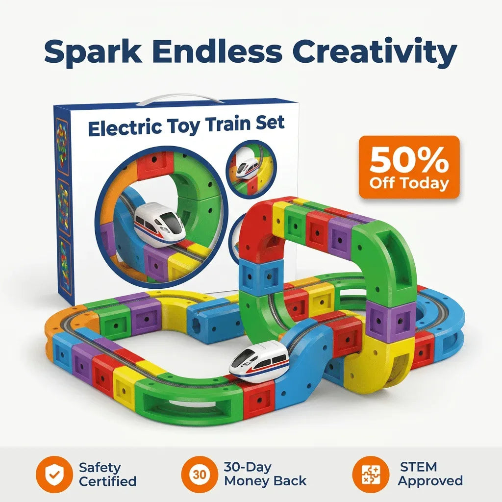 Electric Toy Train Set | Motor Skills Learning Track Toy For Young Children With Easy Connect Pieces