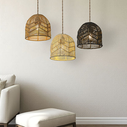 Handwoven Rope Pendant Shade | Rustic Farmhouse Woven Bell Shade, 19 Centimetres Wide and High