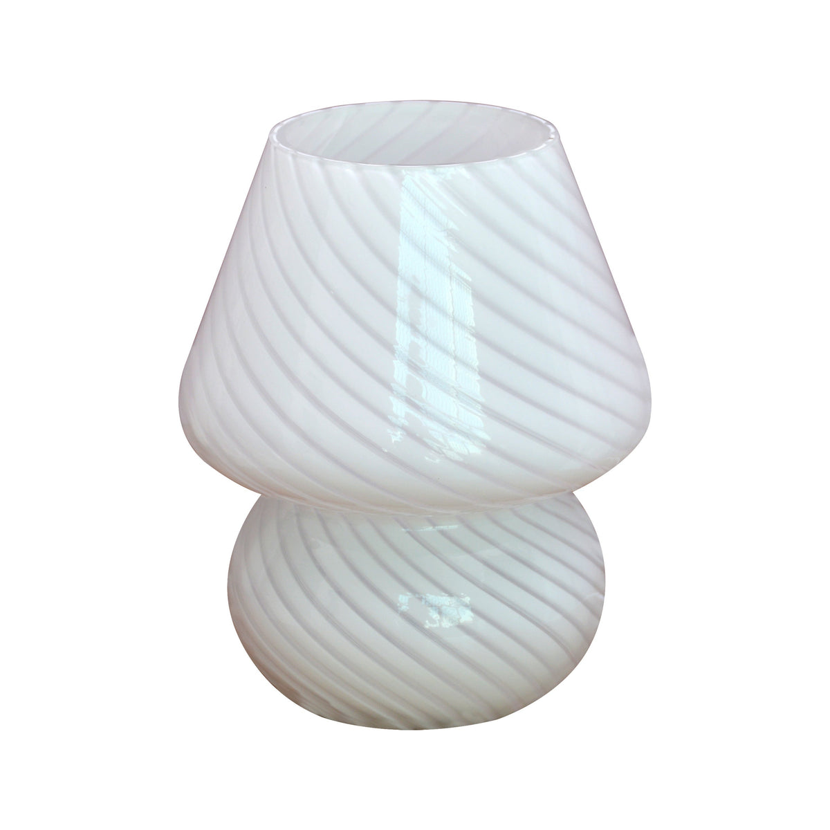 Murano Style Glass Mushroom Lamp | USB Dimmable Table Light In White, Pink and Beige Glass