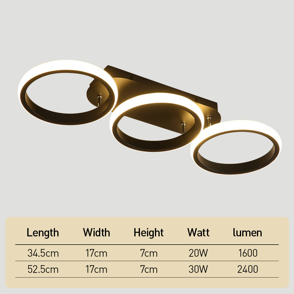 Modern LED Ceiling Light | Sleek Overlapping LED Ring Design In Two Or Three Ring Diameters