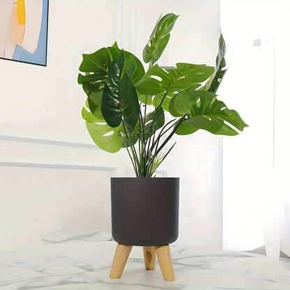 Modern Round Planter With Wooden Legs | Indoor and Outdoor Plant Pot In Three Round Pot Sizes