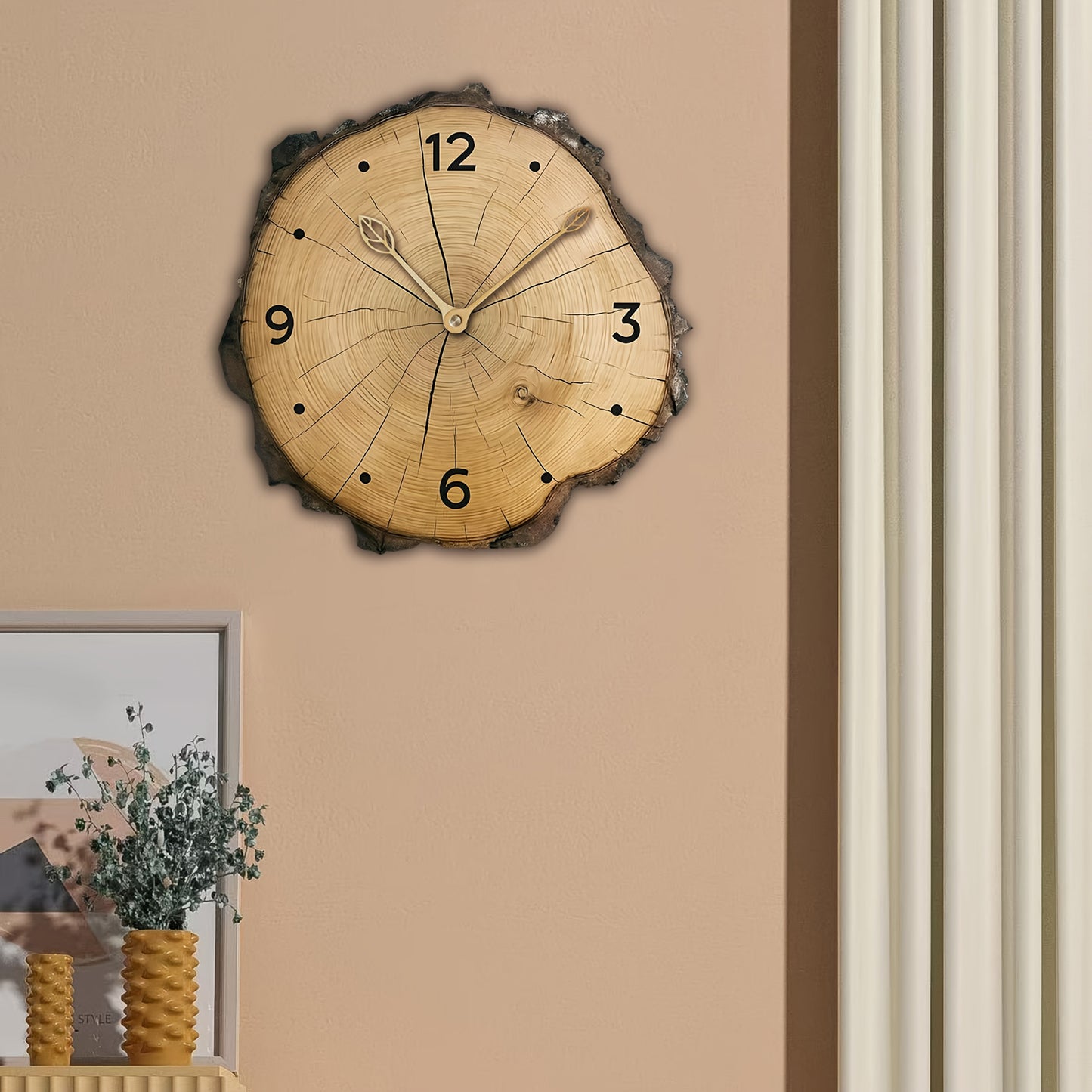 Rustic Wood Slice Wall Clock | Natural Log Cross Section Clock For Cabins and Kitchen Walls