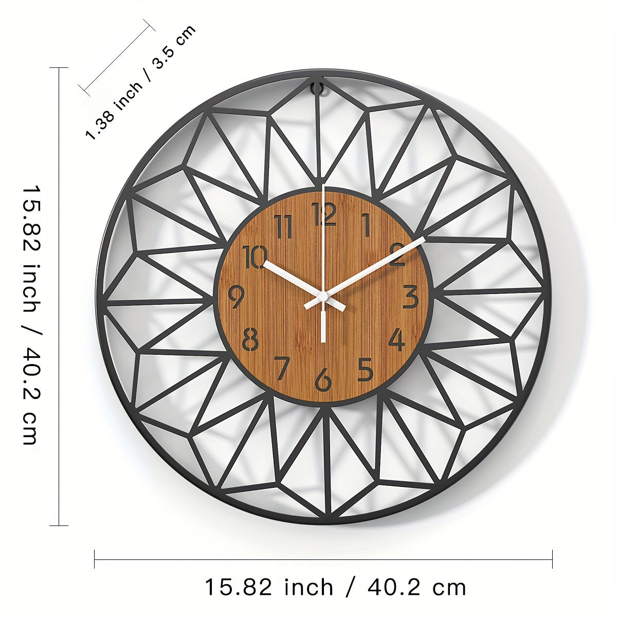 Modern Metal Wall Clock | Wood Grain Centre Design In Three Different Round Clock Face Sizes