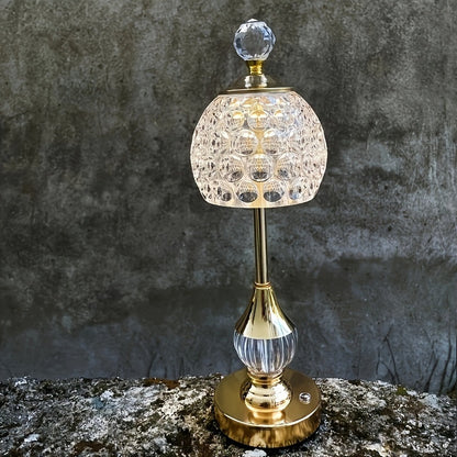 Crystal Touch Table Lamp | Rechargeable Cordless LED Bedside Light With Touch Dimming Control