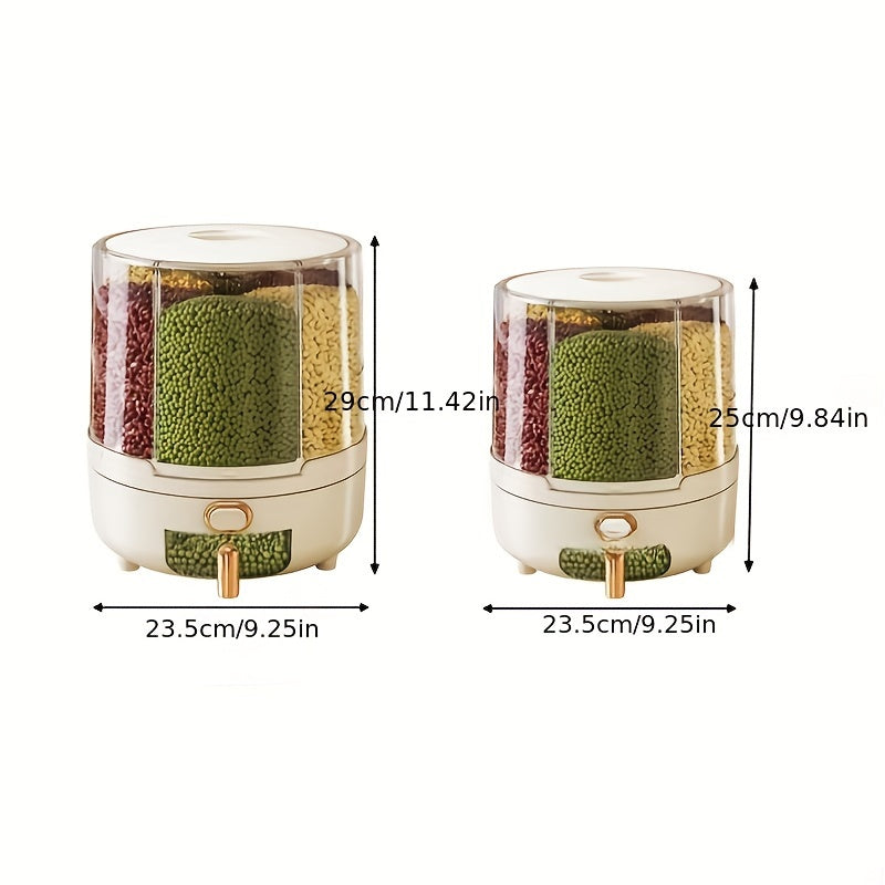 Rotating Airtight Food Storage Container | 360 Degree Grain and Cereal Dispenser Storage Set
