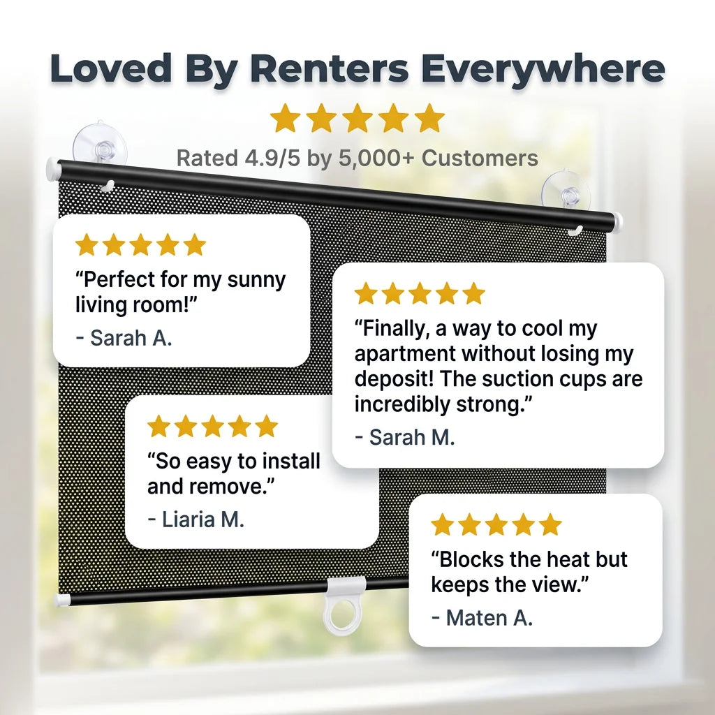 Shadeveil No Drill Heat Blocking Shade | Blackout Sun Blocking Window Panel For Renters and Nurseries