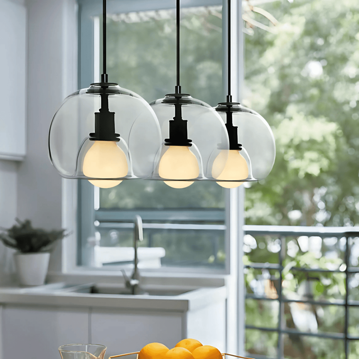 Glasnor Glass Pendant Light | Handblown Glass Hanging Lamp For Dining Rooms and Kitchen Islands