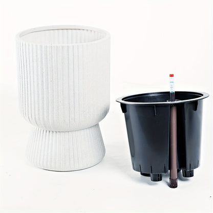 White Self Watering Flower Pot | Modern Wine Glass Design With A Built In Water Level Indicator