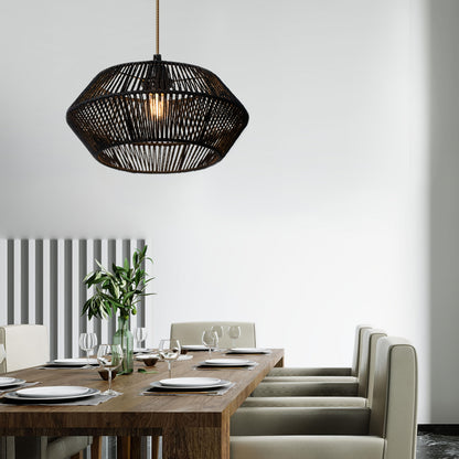Handwoven Paper Rope Pendant Shade | Modern Natural Geometric Woven Shade, 32 Centimetres Wide