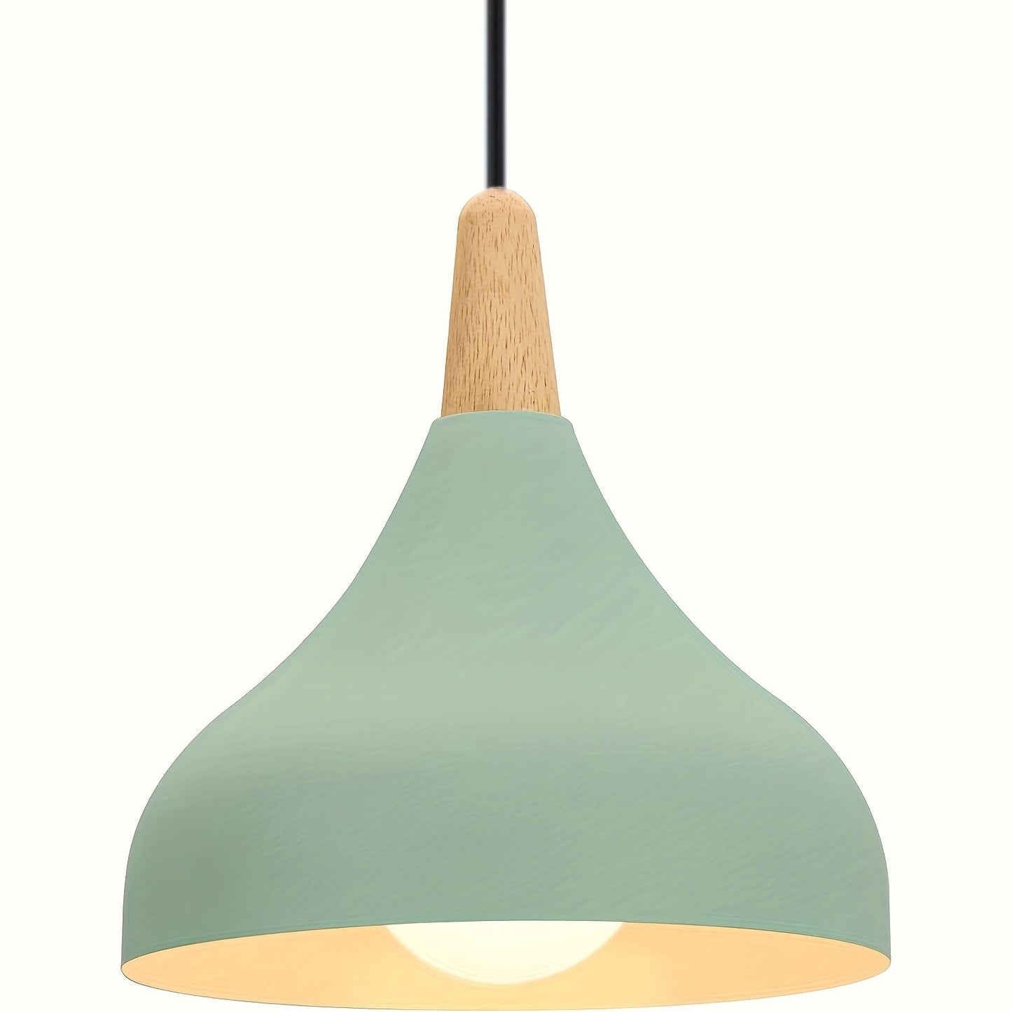 Modern Teardrop Pendant Light | Metal and Wood Hanging Ceiling Lamp In Nine Bold Shade Colourways