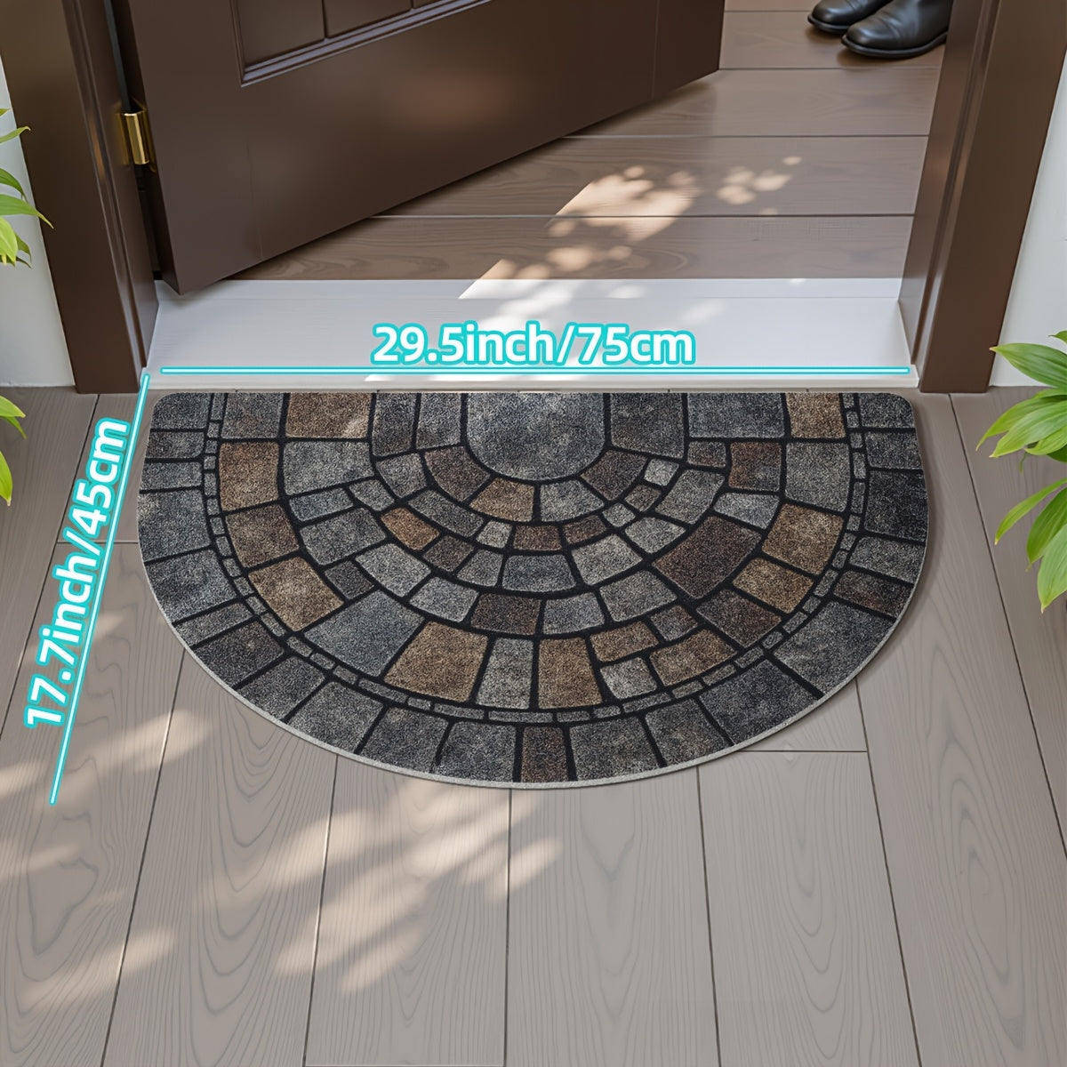 Half Circle Mosaic Door Mat | Decorative Indoor and Outdoor Entrance Mat For Front Door Use