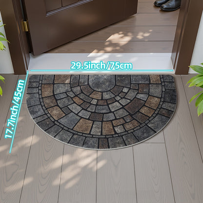 Half Circle Mosaic Door Mat | Decorative Indoor and Outdoor Entrance Mat For Front Door Use