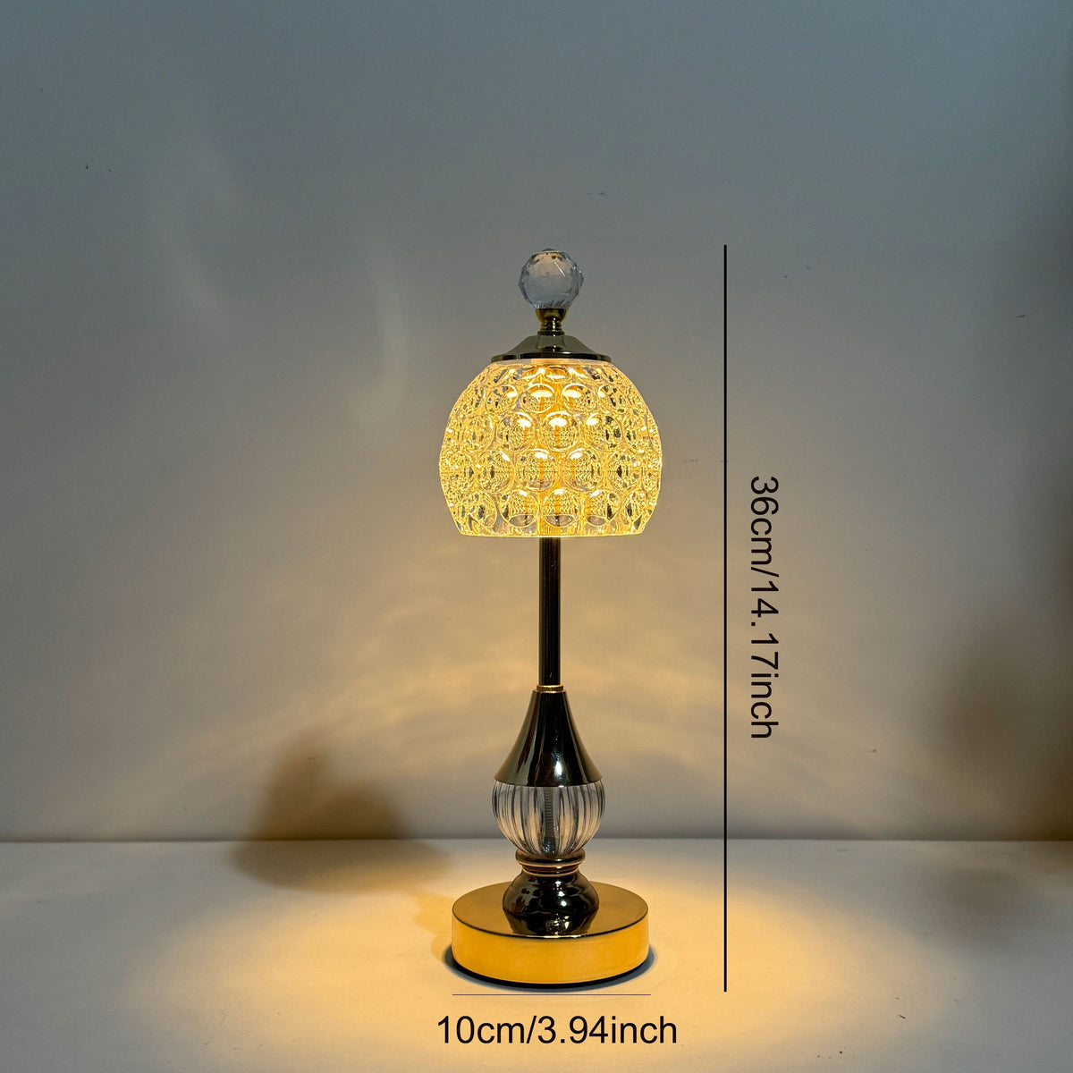 Crystal Touch Table Lamp | Rechargeable Cordless LED Bedside Light With Touch Dimming Control