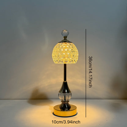 Crystal Touch Table Lamp | Rechargeable Cordless LED Bedside Light With Touch Dimming Control