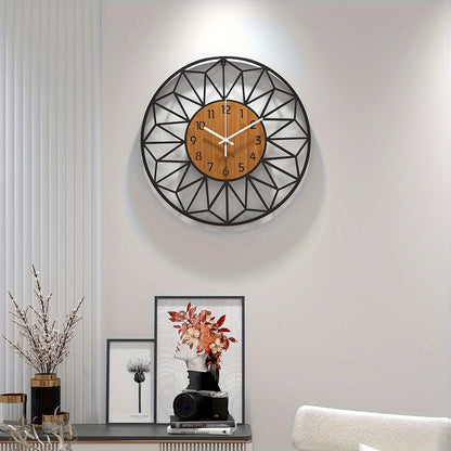 Modern Metal Wall Clock | Wood Grain Centre Design In Three Different Round Clock Face Sizes