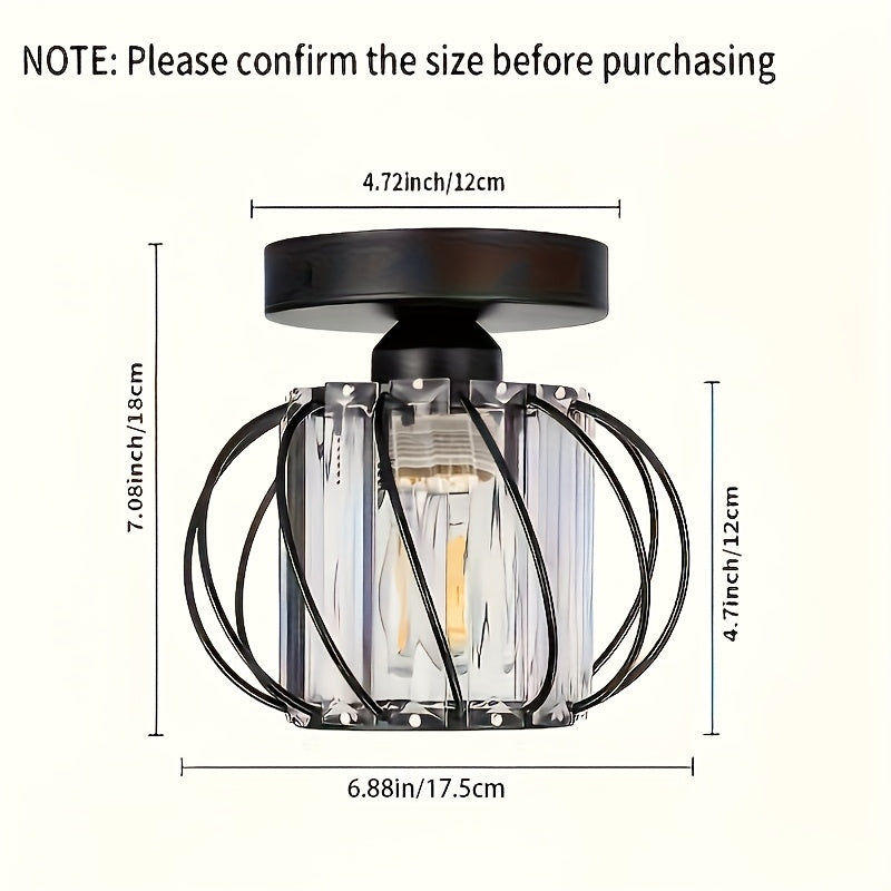 Modern Industrial Cage Ceiling Light | Elegant Semi Flush Mount In Three Polished Metal Finishes