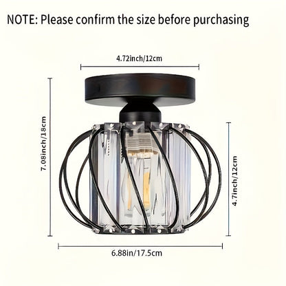 Modern Industrial Cage Ceiling Light | Elegant Semi Flush Mount In Three Polished Metal Finishes