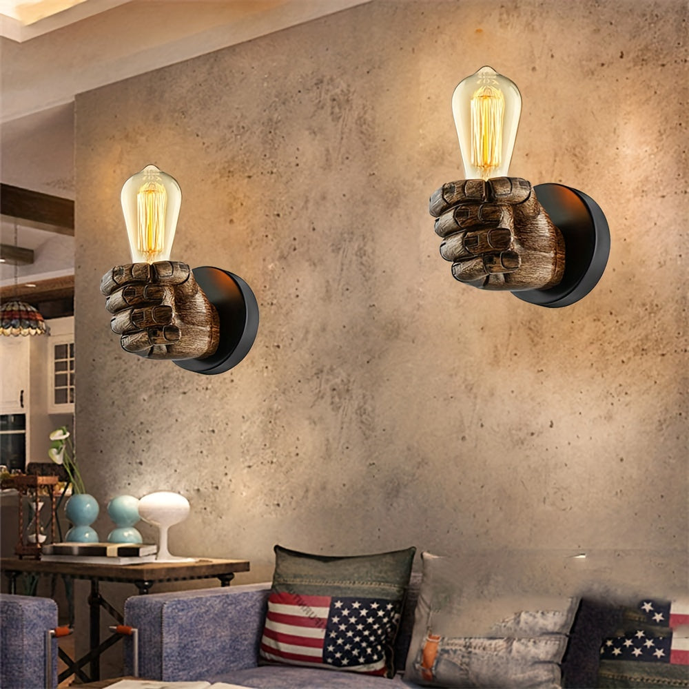 Industrial Hand Wall Lamp | Sculptural Resin E26 Wall Sconce In A Left or Right Handed Form