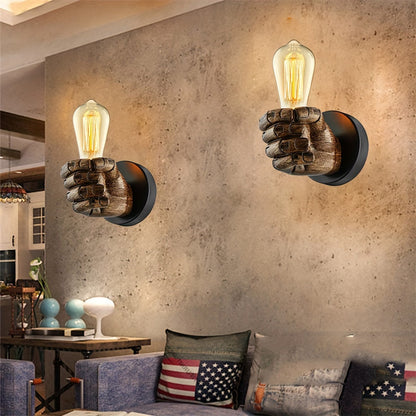 Industrial Hand Wall Lamp | Sculptural Resin E26 Wall Sconce In A Left or Right Handed Form