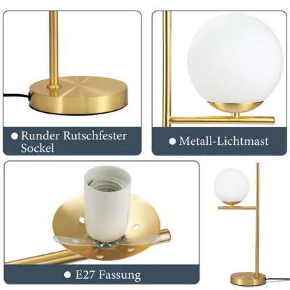 Modern Golden Table Lamp | Frosted White Glass Globe Design In A Single or Double Globe Form