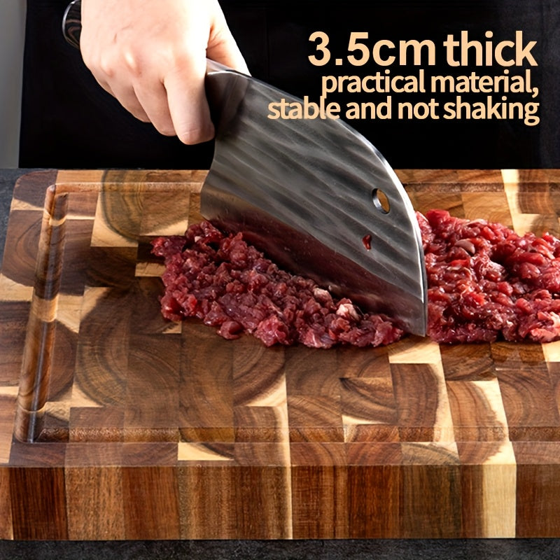 Acacia Wood Cutting Board | Durable End Grain Kitchen Chopping Block For Daily Kitchen Prep