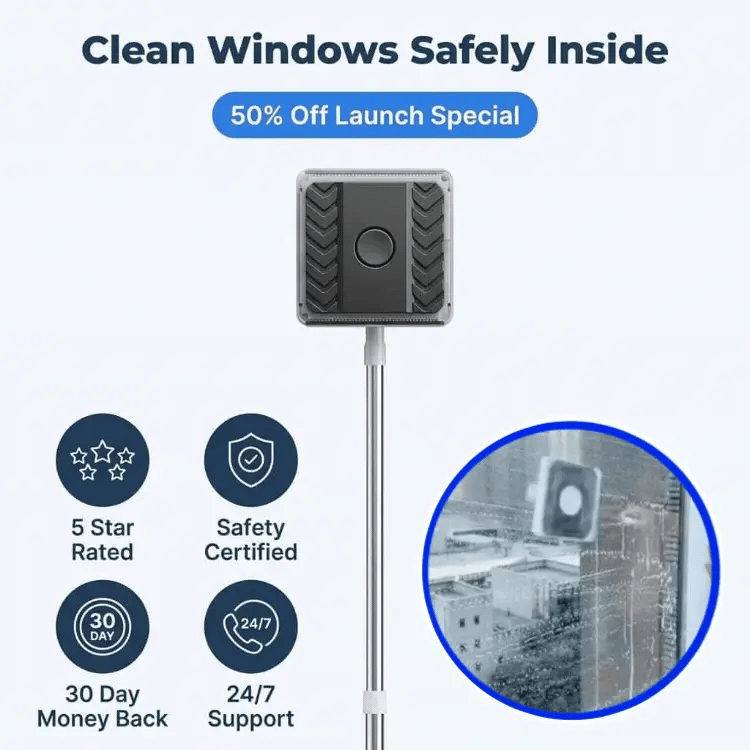 Clearspan Extendable Window Cleaner | Telescopic Pivoting Squeegee For Streak Free Exterior Glass