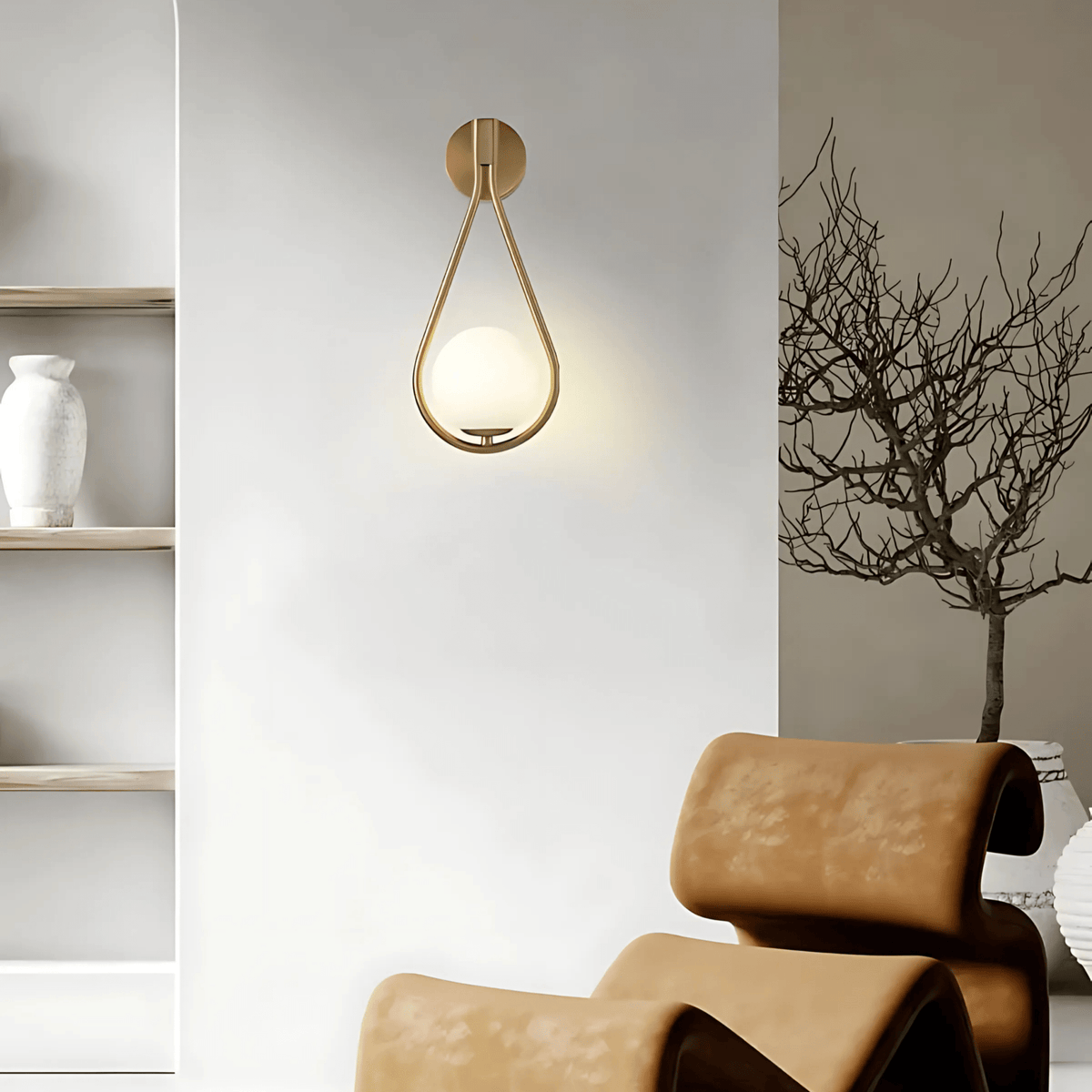 Droplet Wall Light | Modern Teardrop Wall Lamp In A Brushed Brass or Satin Black Metal Finish