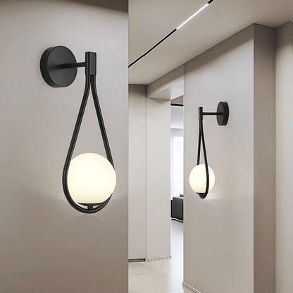 Droplet Wall Light | Modern Teardrop Wall Lamp In A Brushed Brass or Satin Black Metal Finish
