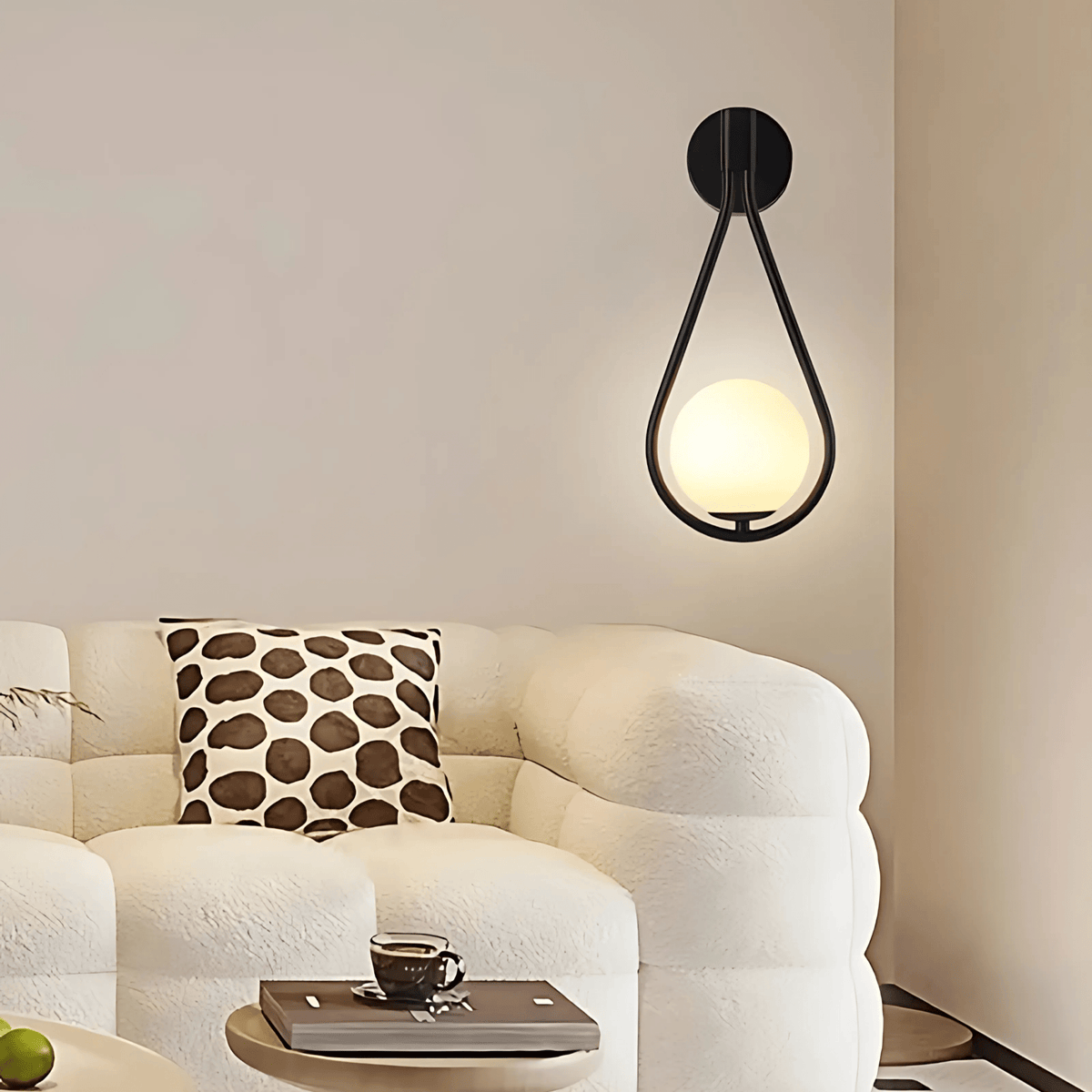 Droplet Wall Light | Modern Teardrop Wall Lamp In A Brushed Brass or Satin Black Metal Finish