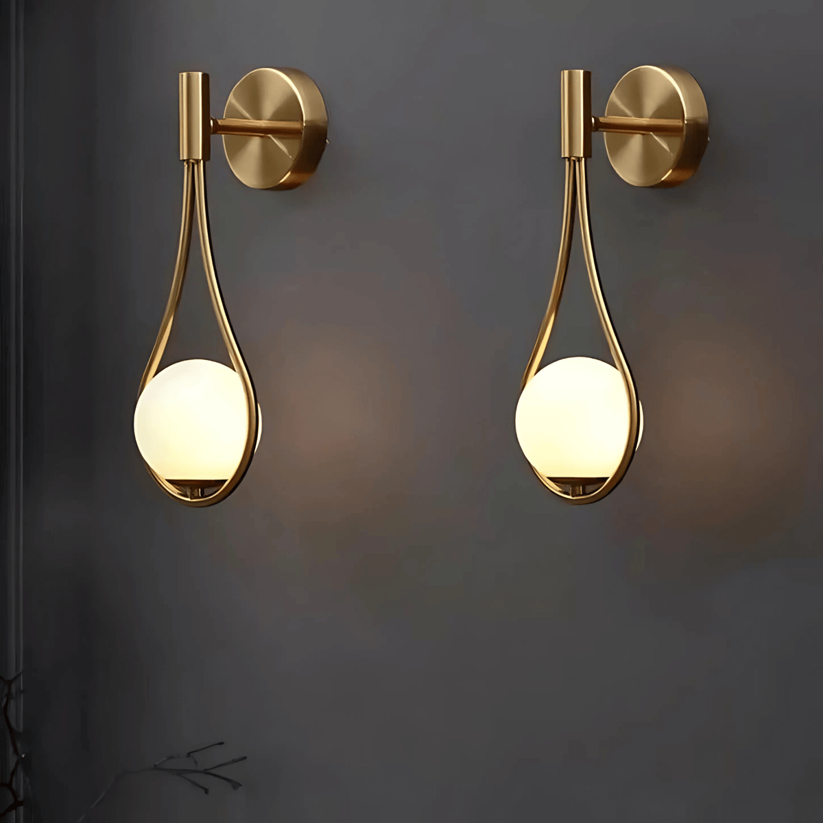 Droplet Wall Light | Modern Teardrop Wall Lamp In A Brushed Brass or Satin Black Metal Finish