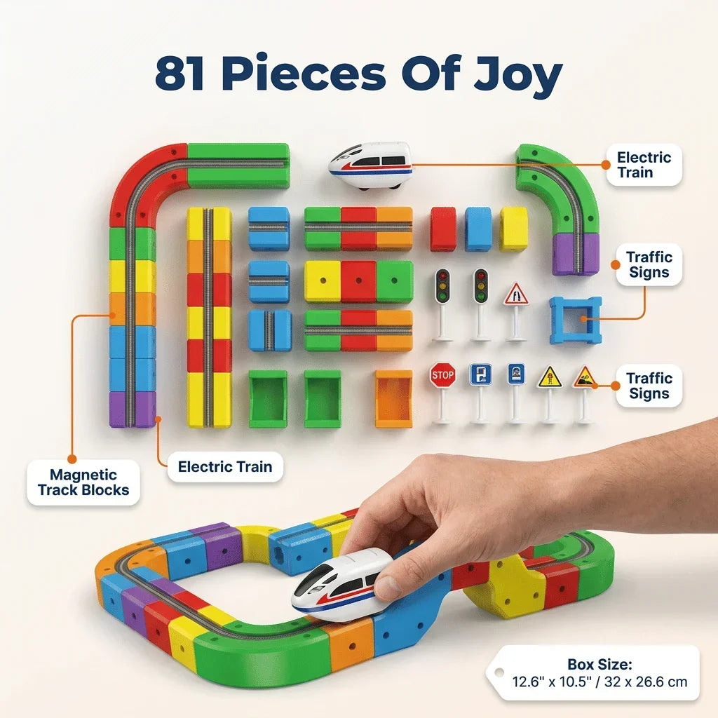 Electric Toy Train Set | Motor Skills Learning Track Toy For Young Children With Easy Connect Pieces