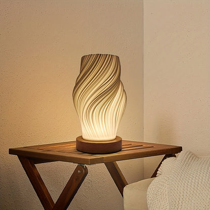 Modern LED Swirl Table Lamp | Minimalist Dimmable Sculptural Bedside And Desk Light For Offices