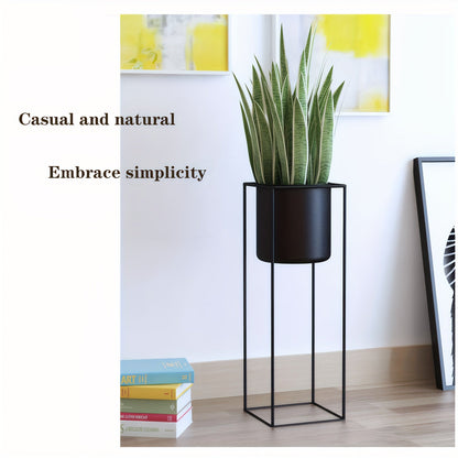 Metal Indoor Plant Stand | Modern Black Powder Coated Rectangular Plant Holder In Two Heights