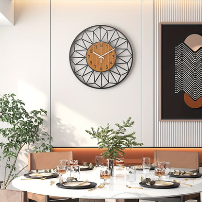 Modern Metal Wall Clock | Wood Grain Centre Design In Three Different Round Clock Face Sizes