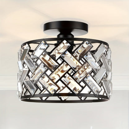 Modern Crystal Semi Flush Mount Ceiling Light | Elegant Decorative Fixture For Low Ceilings