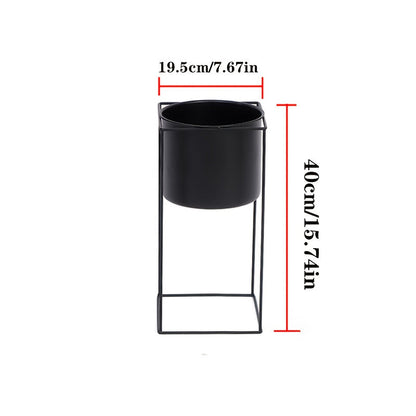 Metal Indoor Plant Stand | Modern Black Powder Coated Rectangular Plant Holder In Two Heights