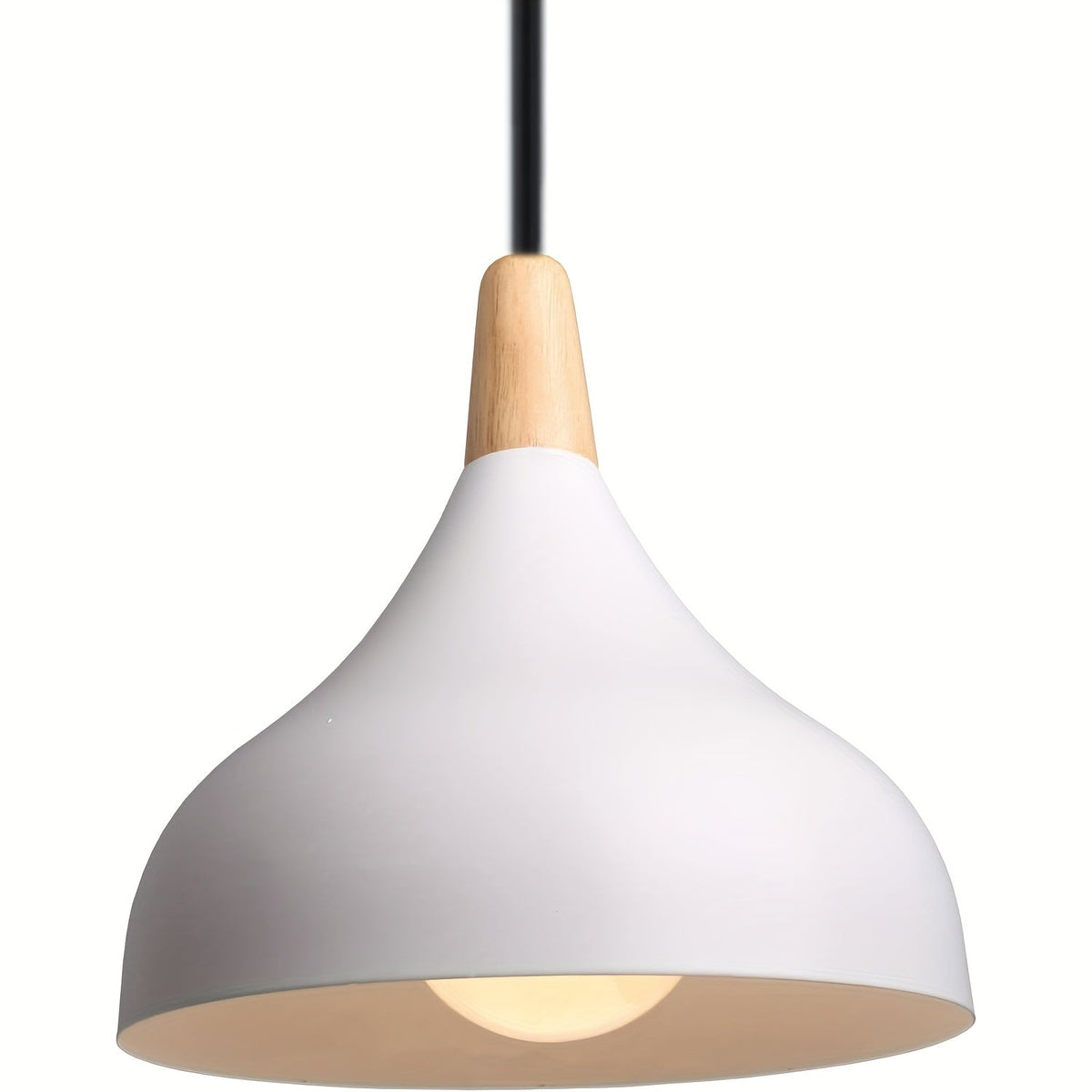 Modern Teardrop Pendant Light | Metal and Wood Hanging Ceiling Lamp In Nine Bold Shade Colourways