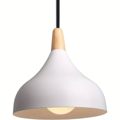 Modern Teardrop Pendant Light | Metal and Wood Hanging Ceiling Lamp In Nine Bold Shade Colourways