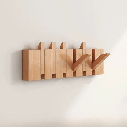 Wooden Wall Hooks | Foldable Piano Key Design Coat Hanger Rack With Six Fold Down Wall Pegs