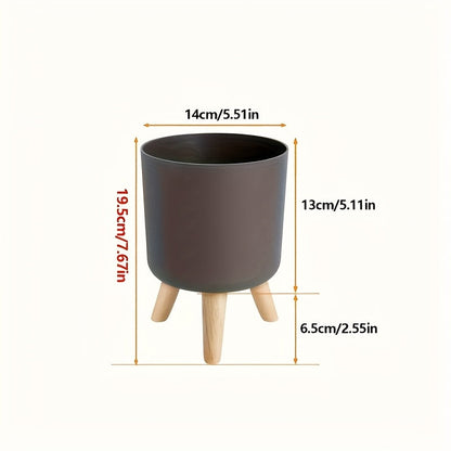 Modern Round Planter With Wooden Legs | Indoor and Outdoor Plant Pot In Three Round Pot Sizes